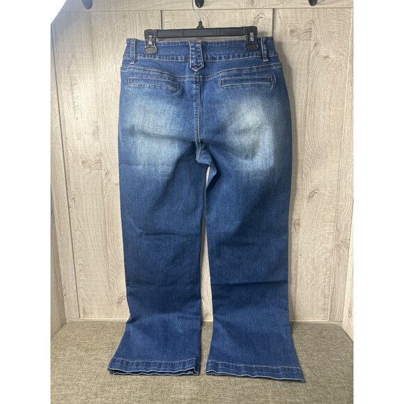 Flamingals Womens Size XL Blue Jeans High Waist Wide Leg Jeans Stretch Denim - Picture 2 of 8